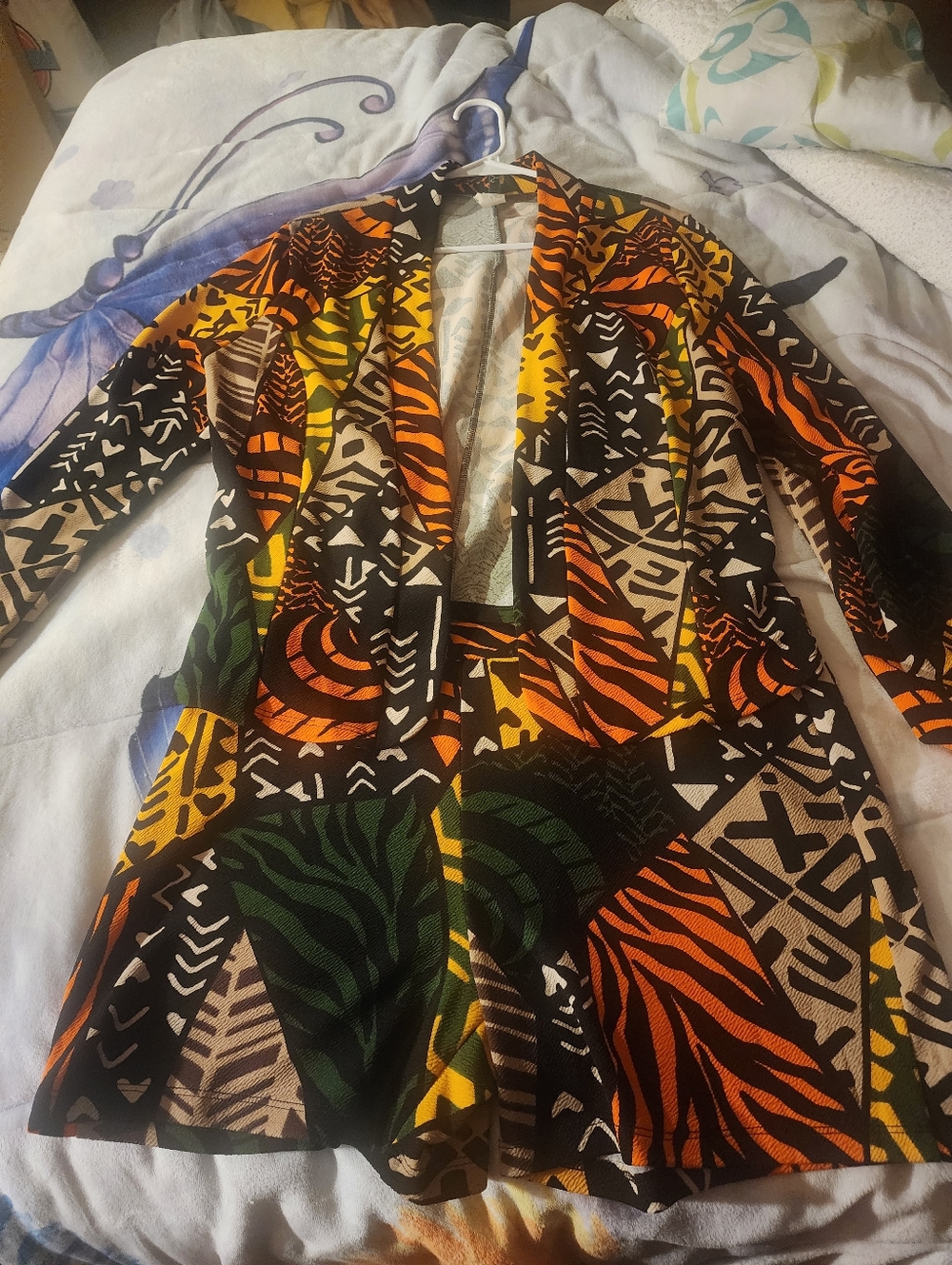 Vibrant Tribal Print Open Blazer Short Set - Multicolor